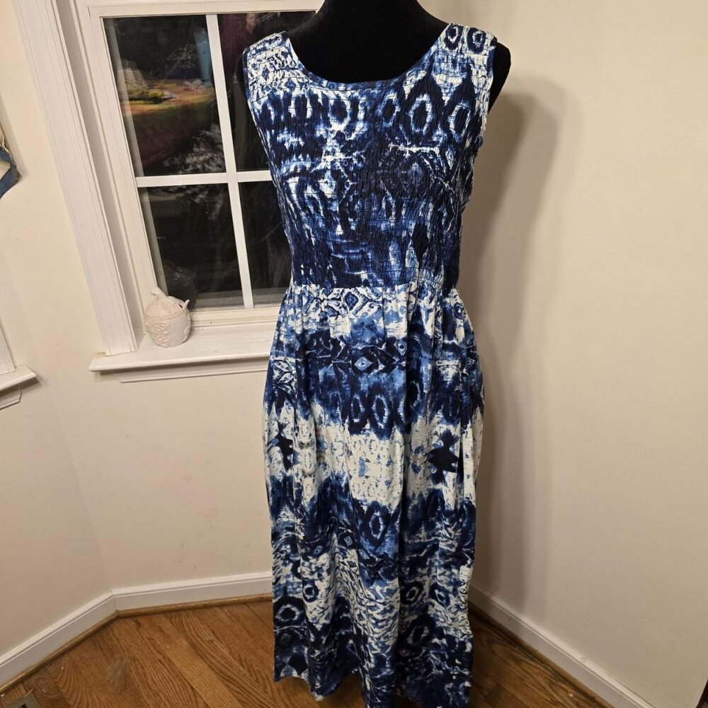 White Tie Dye Smocked Waist